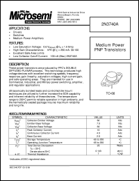 datasheet for 2N3740A by Microsemi Corporation
