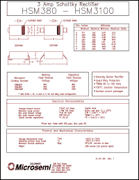 datasheet for HSM390J by Microsemi Corporation