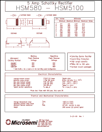 datasheet for HSM580G by Microsemi Corporation