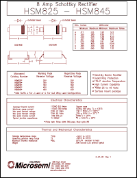 datasheet for HSM845J by Microsemi Corporation