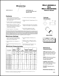 datasheet for MLL1.4KESD100A by Microsemi Corporation