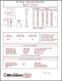 datasheet for MS1045 by Microsemi Corporation