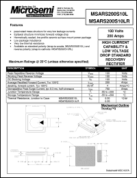 datasheet for MSARS200S10L by Microsemi Corporation