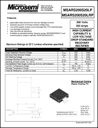 datasheet for MSARS200S20LP by Microsemi Corporation