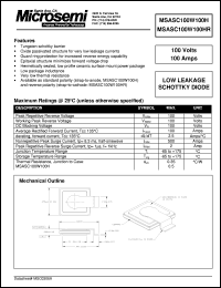 datasheet for MSASC100W100H by Microsemi Corporation