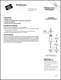 datasheet for P6KE100A by Microsemi Corporation