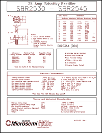 datasheet for SBR2530 by Microsemi Corporation