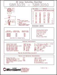 datasheet for SBR3035 by Microsemi Corporation