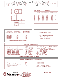 datasheet for SBR5035PF by Microsemi Corporation