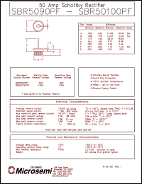 datasheet for SBR5090PF by Microsemi Corporation