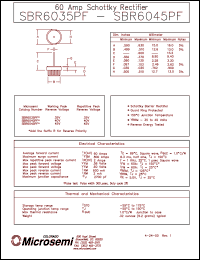 datasheet for SBR6035PF by Microsemi Corporation