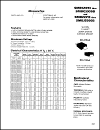 datasheet for SMBJ5921B by Microsemi Corporation