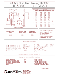 datasheet for UF3070 by Microsemi Corporation