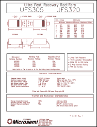 datasheet for UFS305G by Microsemi Corporation