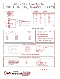 datasheet for 1N1614 by Microsemi Corporation