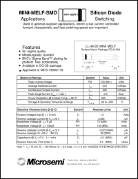 datasheet for 1N4148UR-1 by Microsemi Corporation