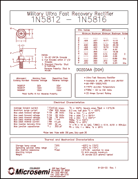 datasheet for 1N5816 by Microsemi Corporation