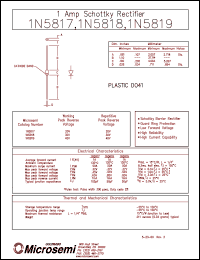 datasheet for 1N5817 by Microsemi Corporation