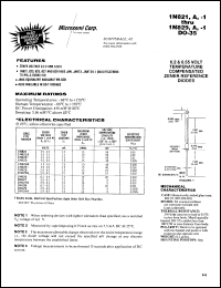 datasheet for 1N823A by Microsemi Corporation