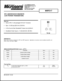 datasheet for MRF517 by Microsemi Corporation