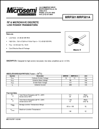 datasheet for MRF581A by Microsemi Corporation