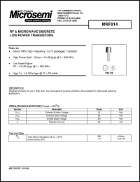 datasheet for MRF914 by Microsemi Corporation