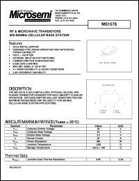 datasheet for MS1578 by Microsemi Corporation