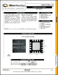 datasheet for MWS11-PH41-CS by Microsemi Corporation