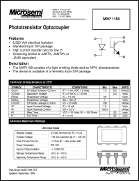 datasheet for MXP1158 by Microsemi Corporation