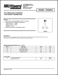 datasheet for 2N3866A by Microsemi Corporation