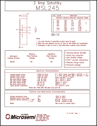 datasheet for MSL245 by Microsemi Corporation