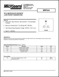 datasheet for MRF544 by Microsemi Corporation