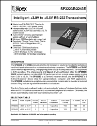 datasheet for SP3223ECP by Sipex Corporation