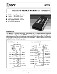 datasheet for SP332CT by Sipex Corporation