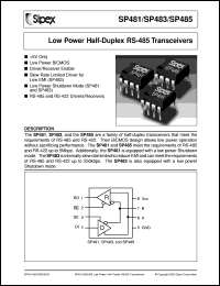 datasheet for SP481CS by Sipex Corporation