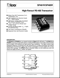 datasheet for SP481RCP by Sipex Corporation