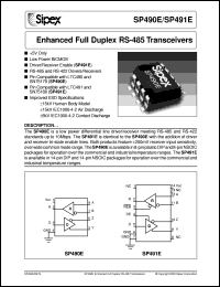 datasheet for SP490ECN by Sipex Corporation