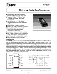 datasheet for SP5301CN by Sipex Corporation