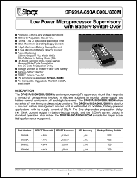 datasheet for SP691ACP by Sipex Corporation