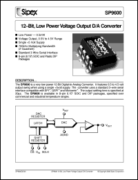 datasheet for SP9600AN by Sipex Corporation