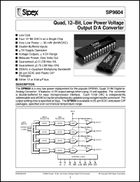 datasheet for SP9604JP by Sipex Corporation