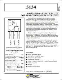 datasheet for A3134ELT by Allegro MicroSystems, Inc.