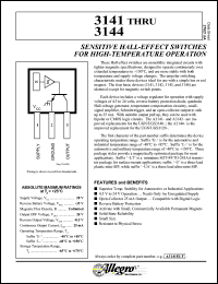 datasheet for A3142EUA by Allegro MicroSystems, Inc.