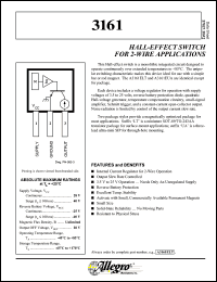 datasheet for A3161ELT by Allegro MicroSystems, Inc.
