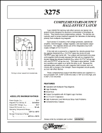 datasheet for UGN3275K by Allegro MicroSystems, Inc.