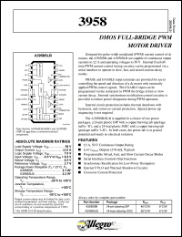 datasheet for A3958SB by Allegro MicroSystems, Inc.