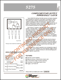 datasheet for UGN5275K by Allegro MicroSystems, Inc.