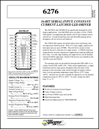 datasheet for A6276EA by Allegro MicroSystems, Inc.