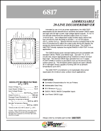 datasheet for A6817SEP by Allegro MicroSystems, Inc.