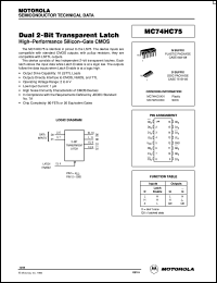 datasheet for MC74HC75D by Motorola